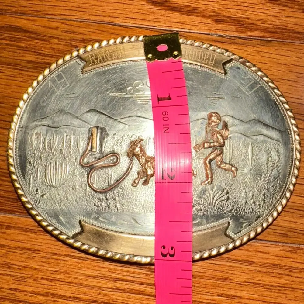 Vintage Irvine & Jachens German Silver 1971 Banjo Stables Rodeo Belt Buckle